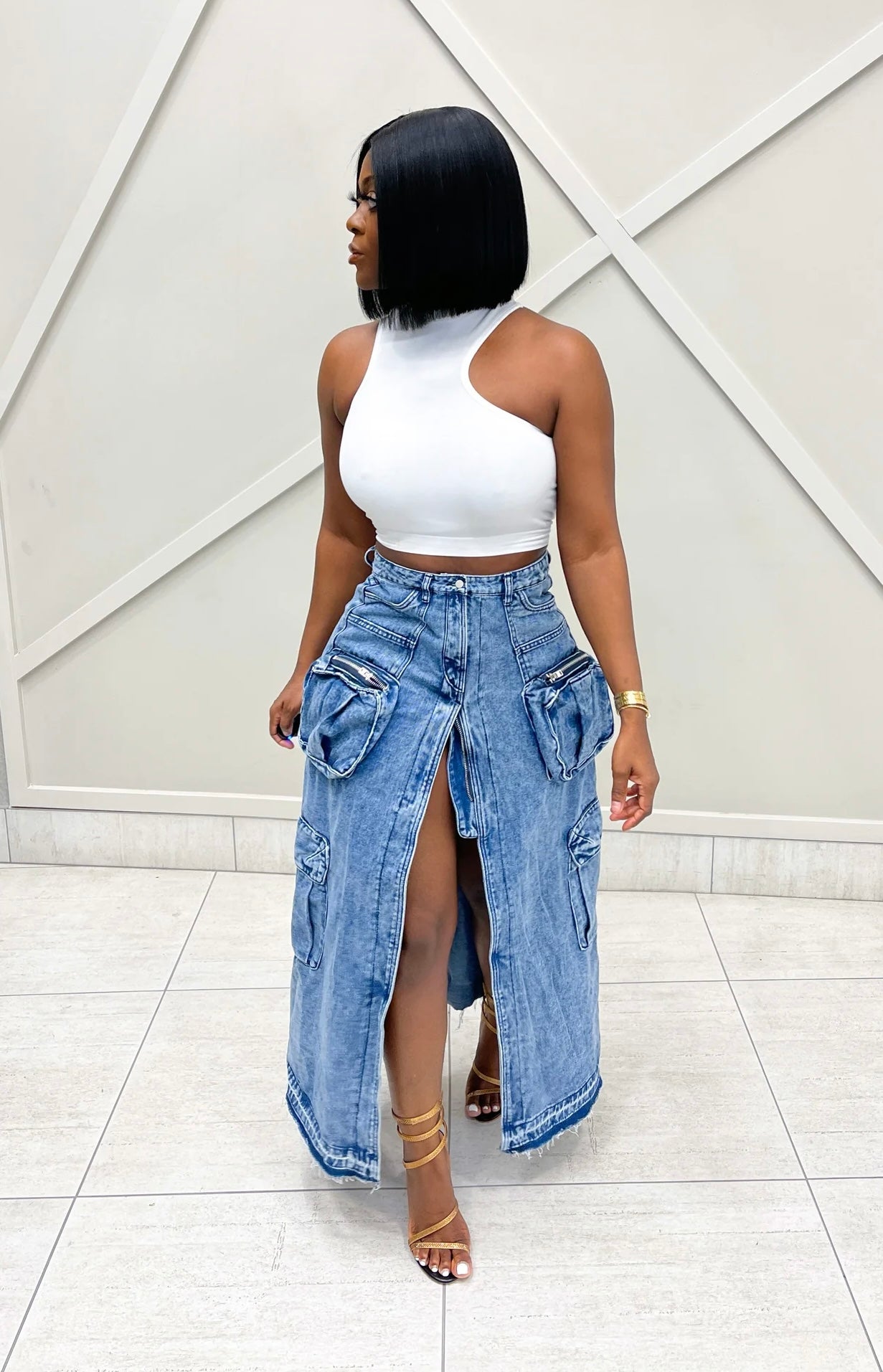 “DENIM SZN” CARGO SKIRT