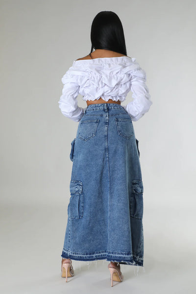 “DENIM SZN” CARGO SKIRT